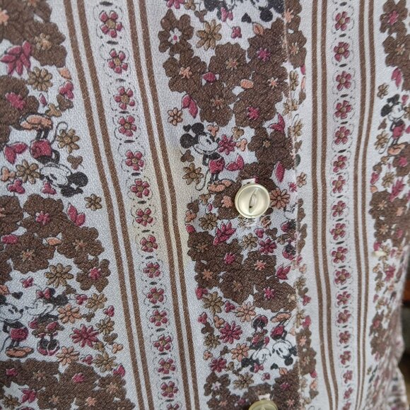 Vintage Women's Small Disco Shirt 1970s Mickey Mouse Kennington Big Collar Rare - Picture 3 of 8